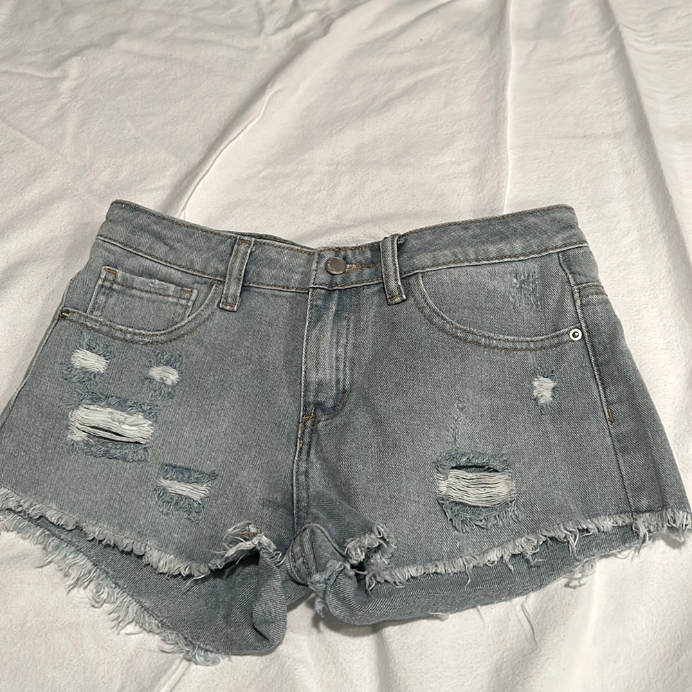 denim ripped jean shorts- JM